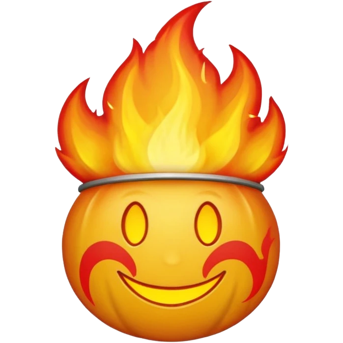 🙂🔥 cobine the two put the fire on topp of the head nothing more nothing less, stop with the ai don’t make it look like a person make it look like an yellow smiley face emoji