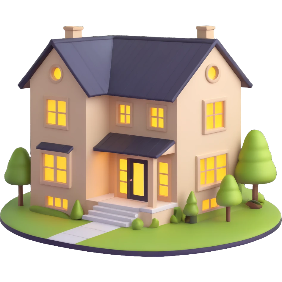 modern family home with a roof and windows emoji