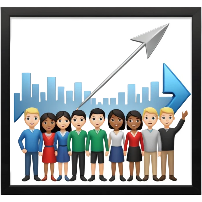 arrow going from one figure to a group of people emoji