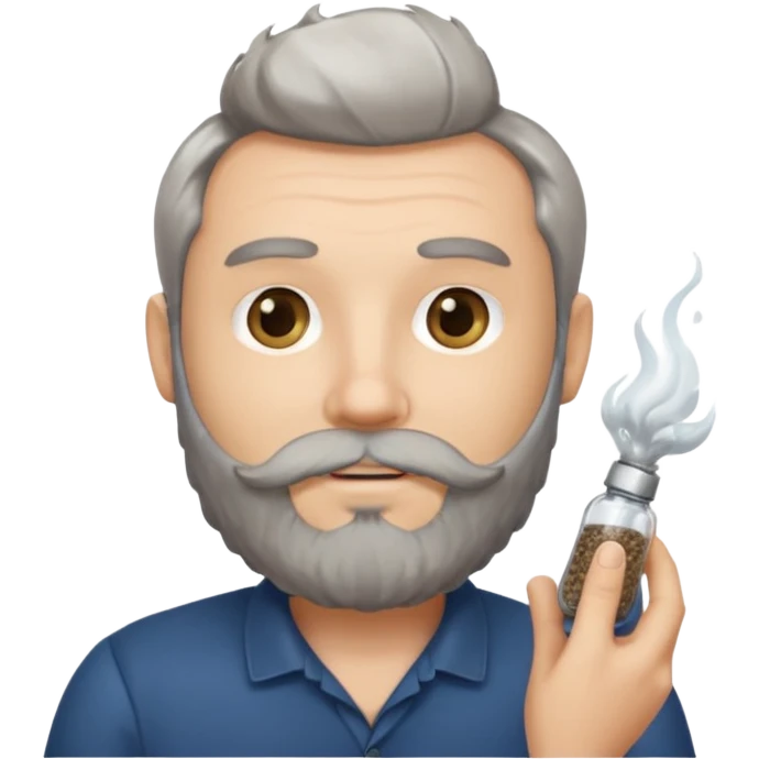 white man salt and pepper hair beard holding a beard emoji