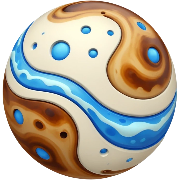 sphere globe planet, surface covered with white gas and stream emoji