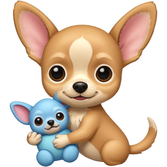 Chihuahua avec peluche Stitch emoji