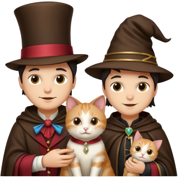 magician couple and their pet cat emoji