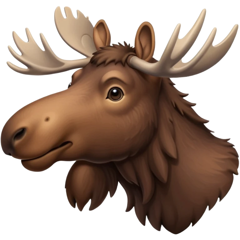 A high-resolution digital illustration of a young moose in a clean, semi-realistic style. The young moose is shown facing sideways head tilted  emoji