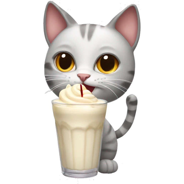 Cat drinking vanilla milkshake emoji