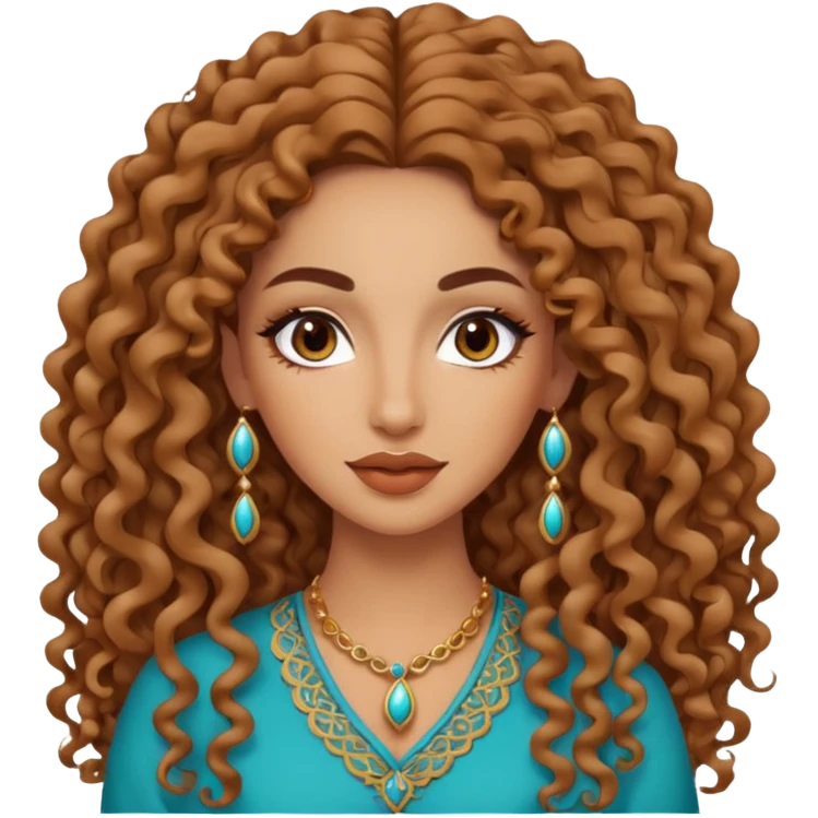 92i make up with long cruly hair morrocan emoji
