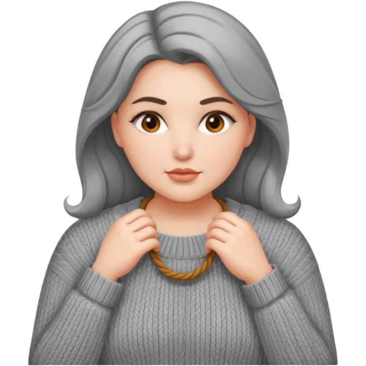 Design a woman’s grey sweater for a voluptuous woman. Only design the sweater emoji