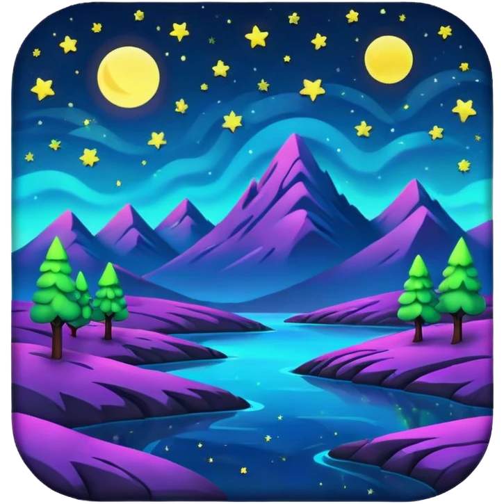 Starry night neon landscape  emoji
