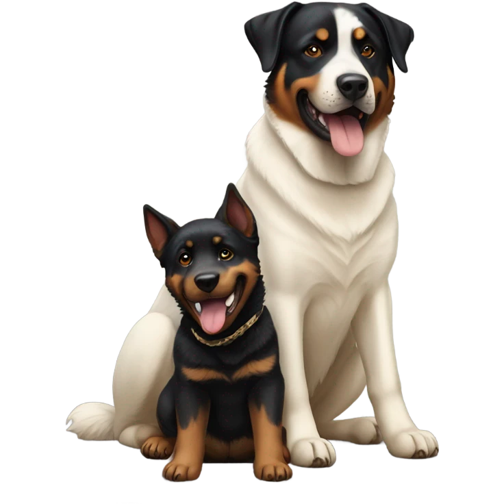 rottweiler playing with white german shepard  emoji