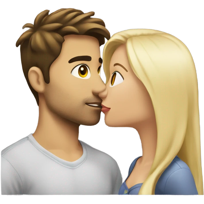 Brunette girl kissing blonde guy emoji