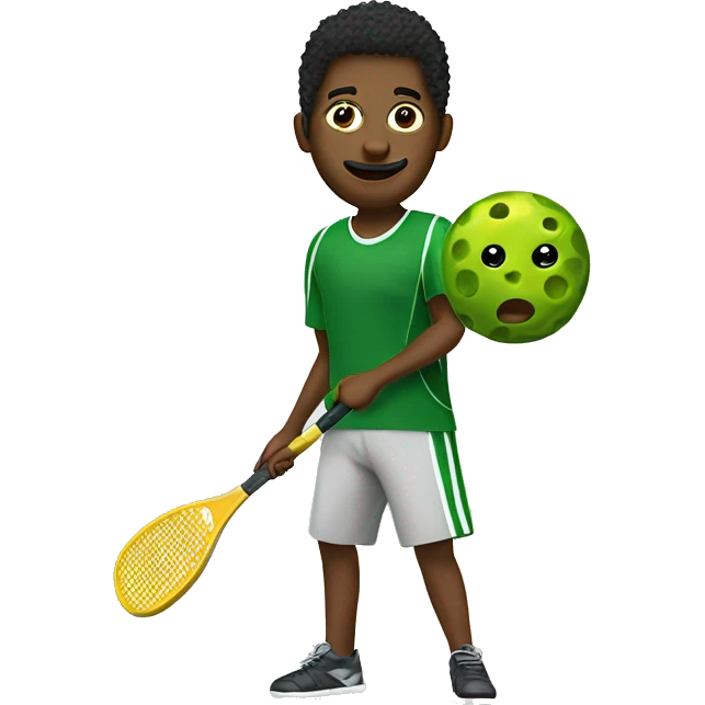 Me playing pickle ball with a paddle emoji