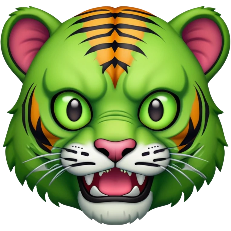 zombie tiger face with green skin and stitches for Twitch emote emoji