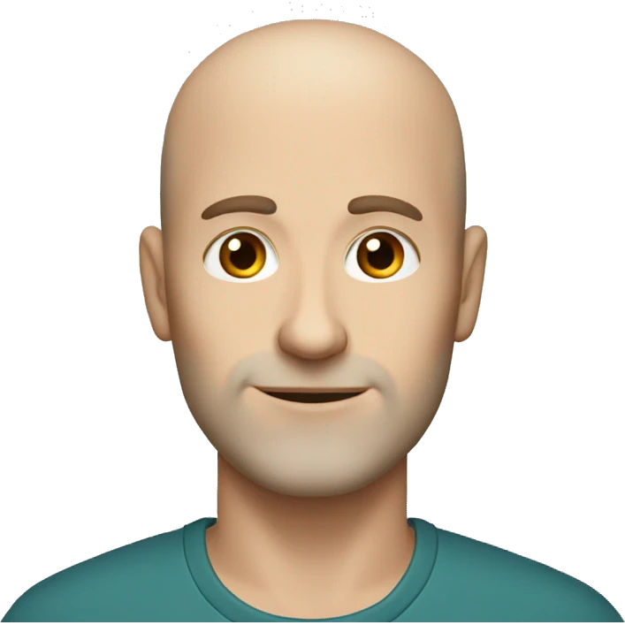 white balding guy with thin long hair and brown hair and eyebrows thin and brown eyes  emoji