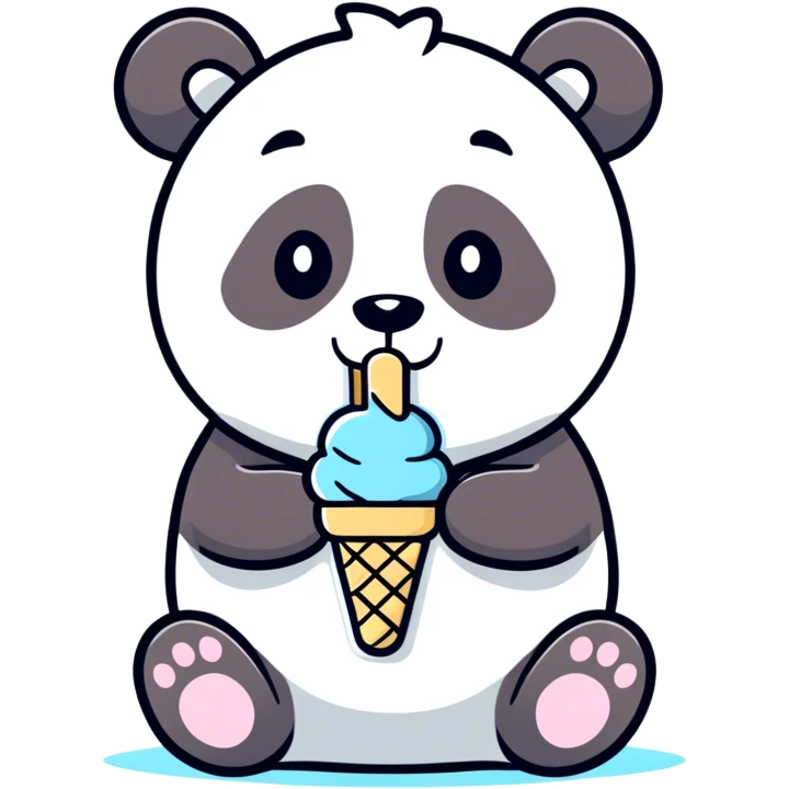 Panda eating ice cream emoji