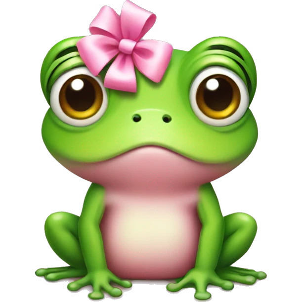 Cute frog with pink bow on head emoji