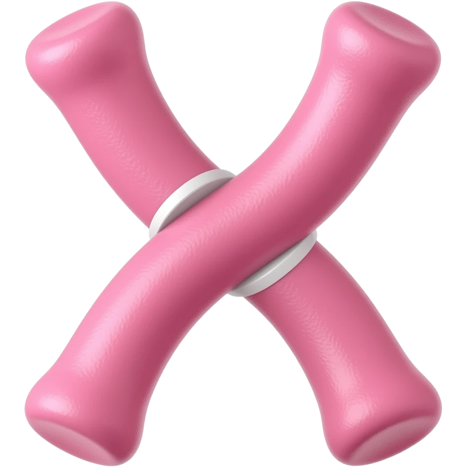 pink chromosome on white background without connections as lines between arms just two arms of chromosome emoji
