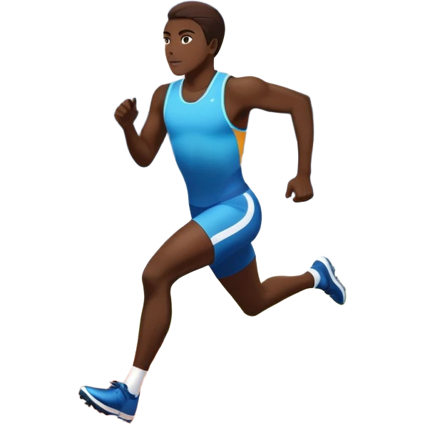 An icon featuring The background showcases a vibrant stadium with cheering fans, bright lights, and a clear sky. an athlete sprinting on a track, with powerful strides and determination. The athlete's motion is dynamic, emphasizing speed and competition. emoji