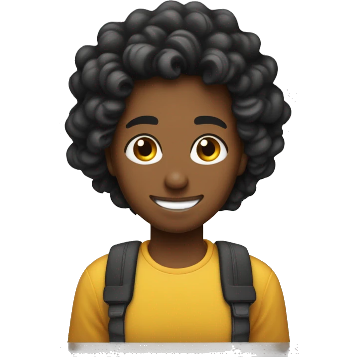 Chico moreno con pelo rizado besando a chica trigueña de pelo negro ondulado emoji