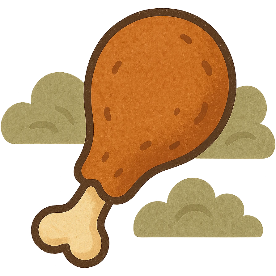 KFC chicken drumstick, flat color icon style, bold shapes, minimal details, suitable for app icon use emoji