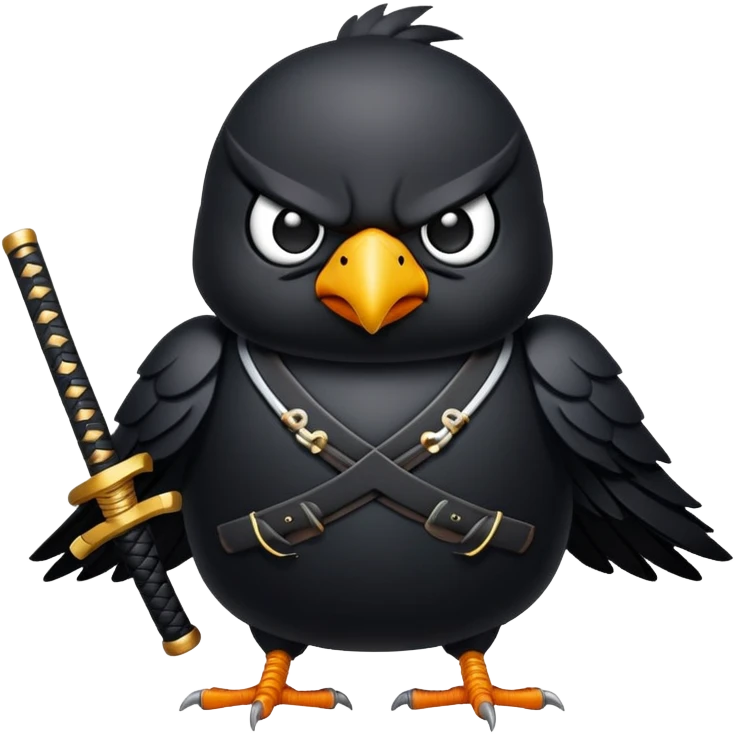 Black bird samurai angry with a beak emoji
