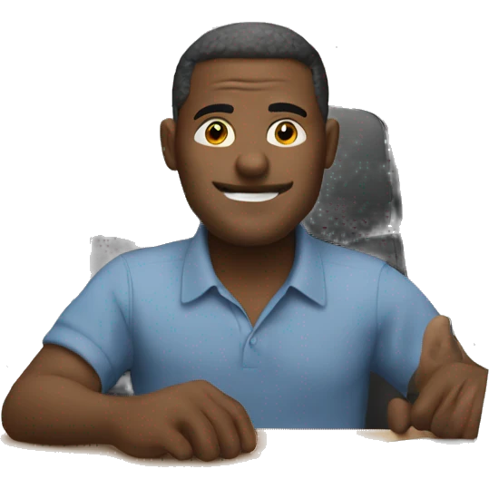 man sitting at his desk on computer emoji