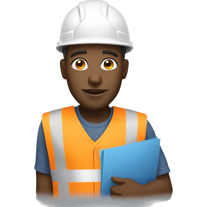 black man with a construction helmet and blueprint emoji