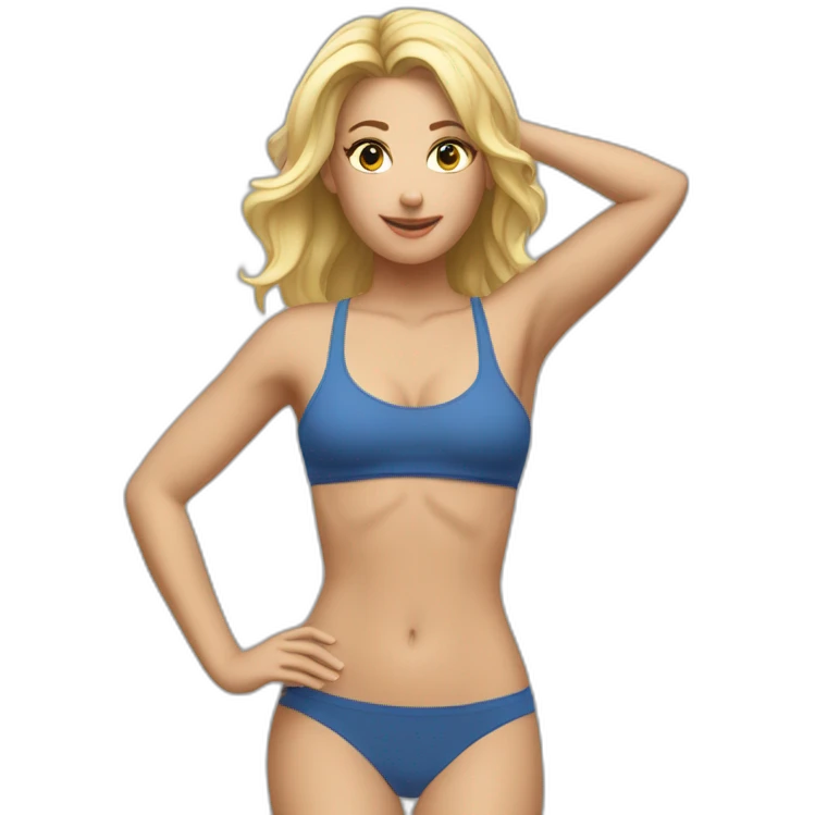fit Caucasian woman small panties hands-in-hair pose (beach body) emoji