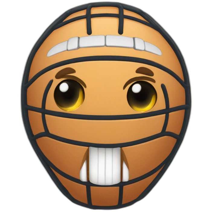 pelota de basket con ojos y boca jugando videojuegos emoji