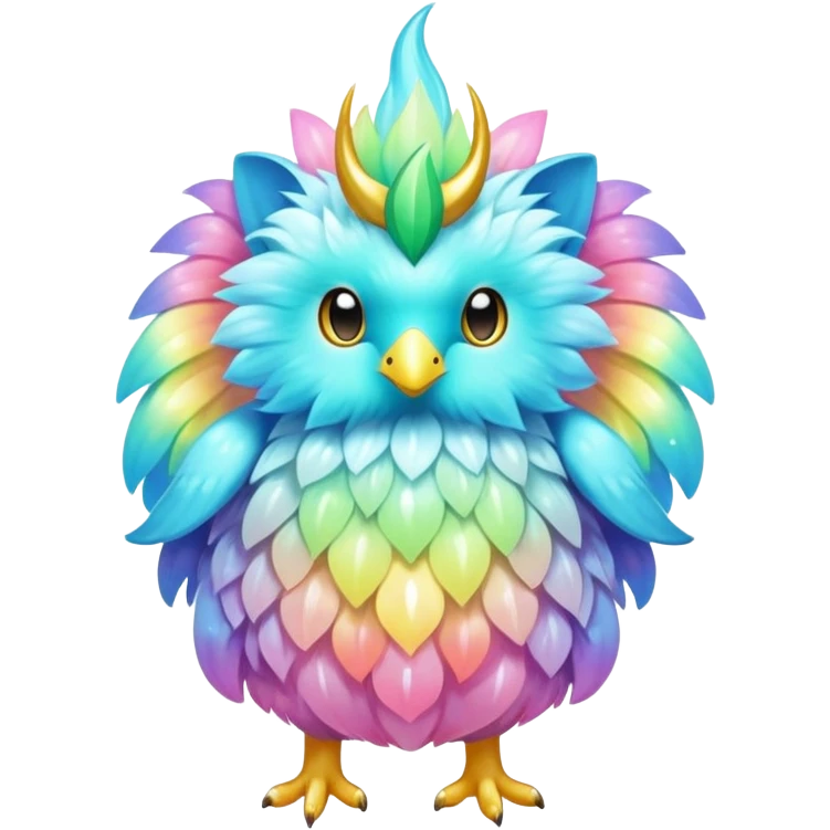 Shiny Exotic Colorful Ethereal Sparkly Flaaffy-Amaura-Aurorus-Fakémon-hybrid-creature (full body)  emoji