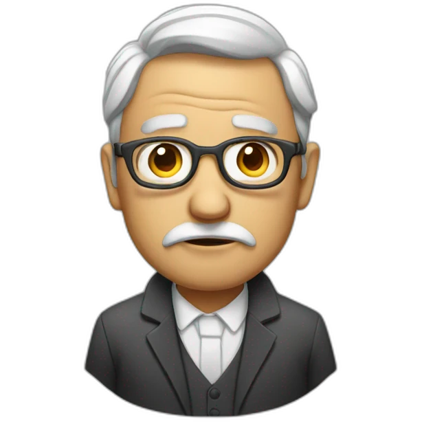 Economic professor with teary eyes and smoking emoji