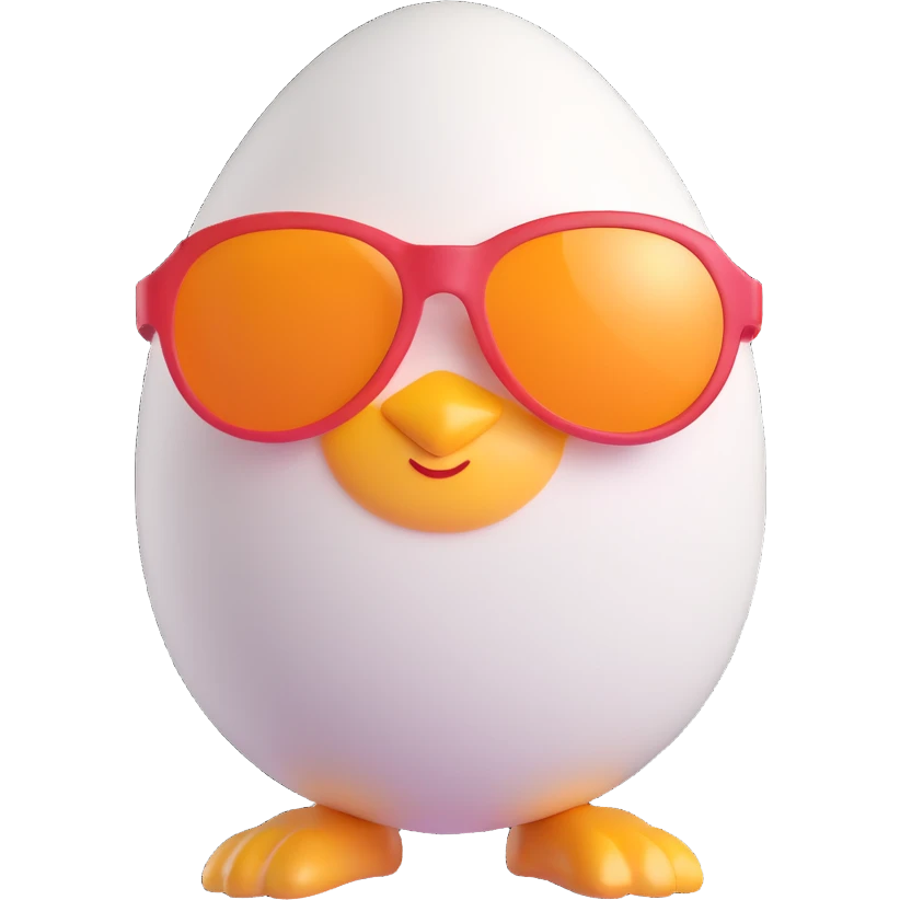 an egg with sunglasses, cool attitude emoji