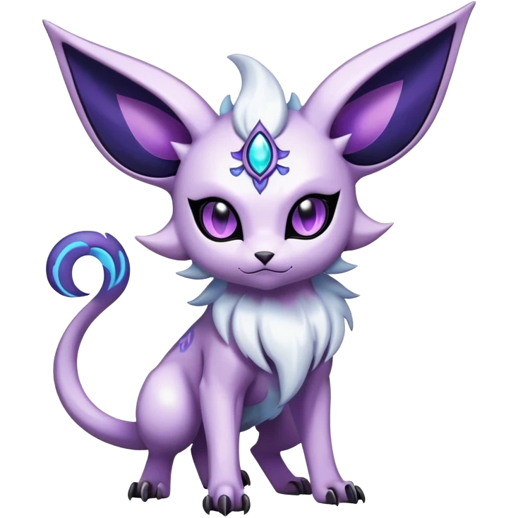 Shiny Exotic Badass Mystical Mysterious Gothic Espeon-Absol-Pokémon-Fakémon-hybrid-creature (full body) emoji