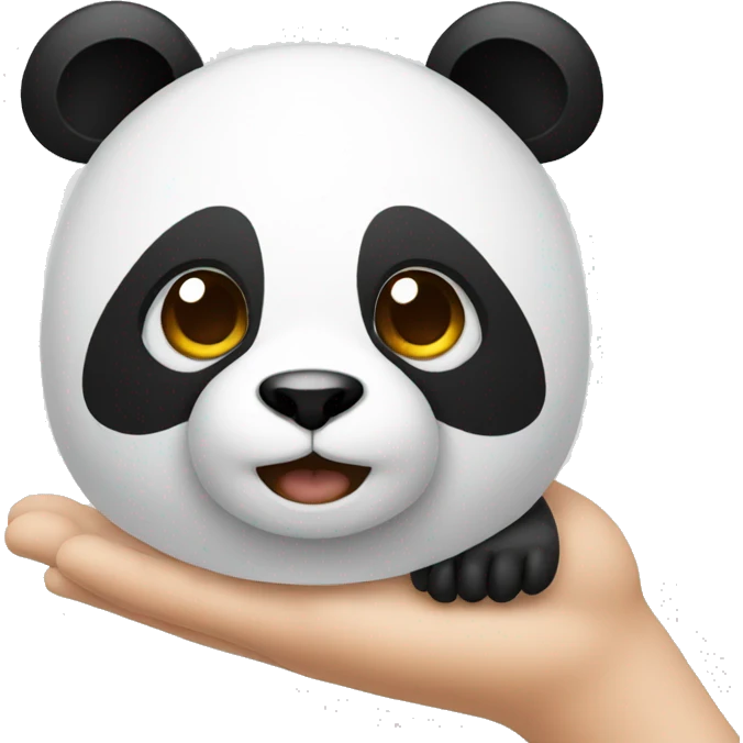 Iphone in hand of panda emoji