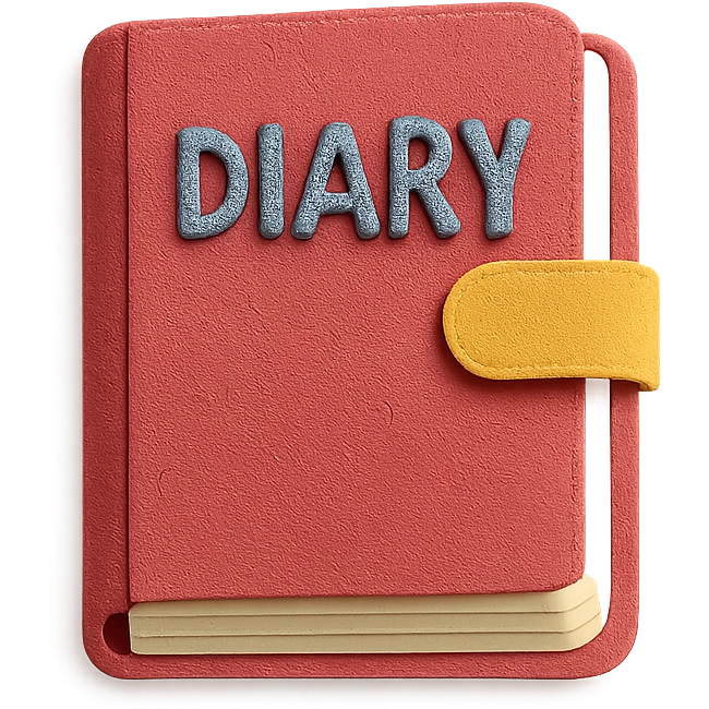 a diary, paper craft style, layered paper effect emoji