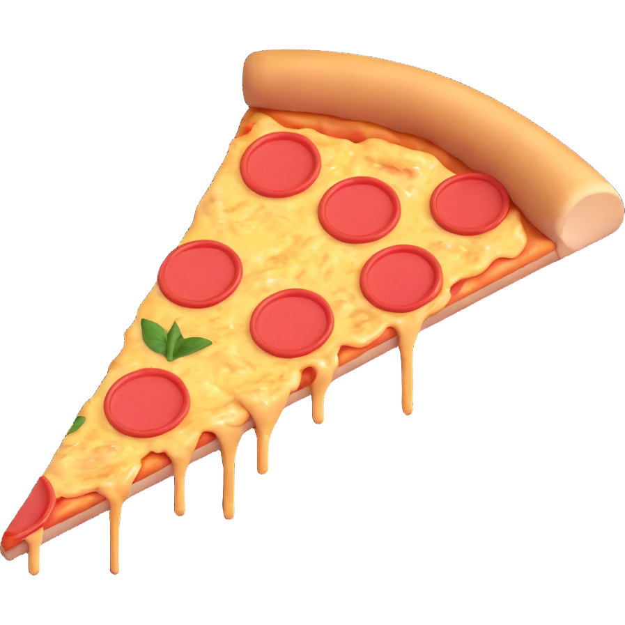 slice of pizza with big muscles, flexing arms, realistic details, 3D style emoji