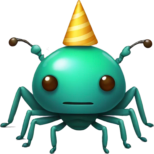 Bug with a party hat emoji