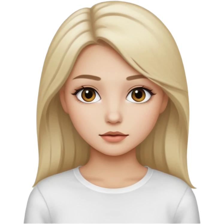 ragazza bionda cenere truccata con maglietta a maniche lunghe bianca emoji