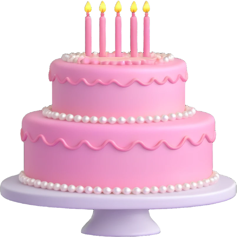 pearl light pink birthday cake emoji