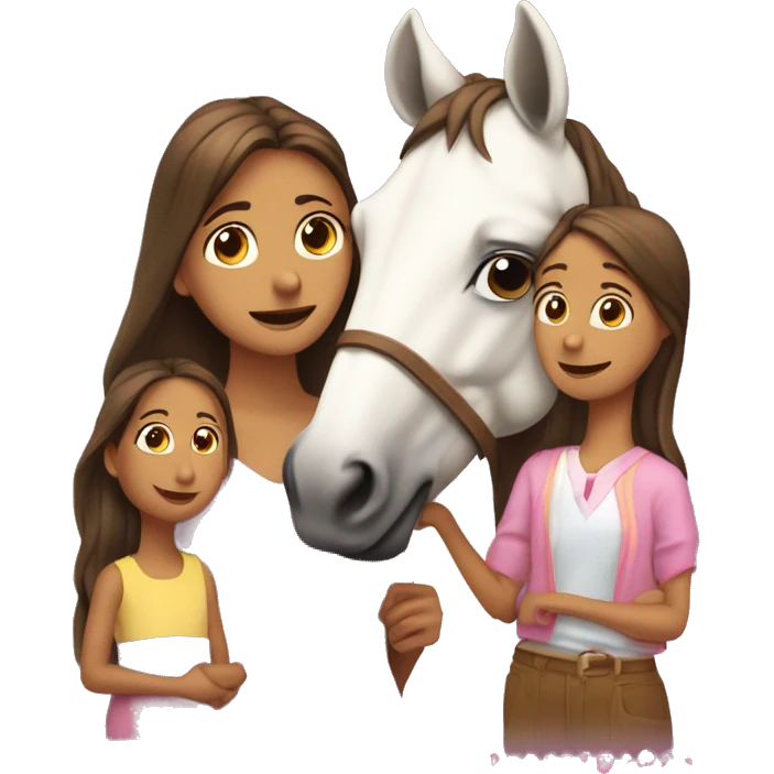 Mare con dos hijas Y arriba de ellas un corazón  emoji