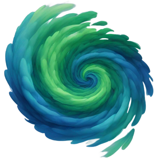 A green and blue painting with dark blue cloud clouds in motion  emoji