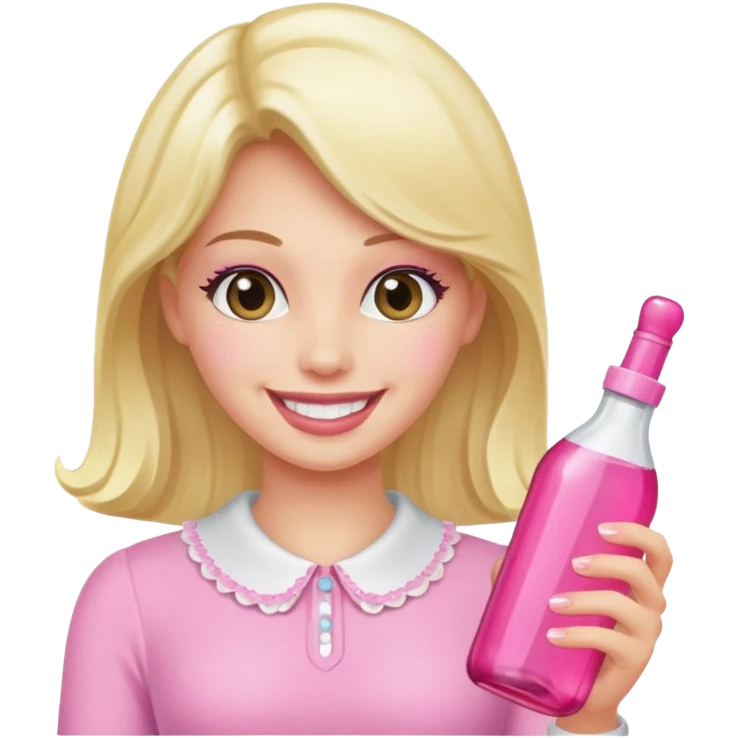 sissy with a pink bottle, smiling emoji