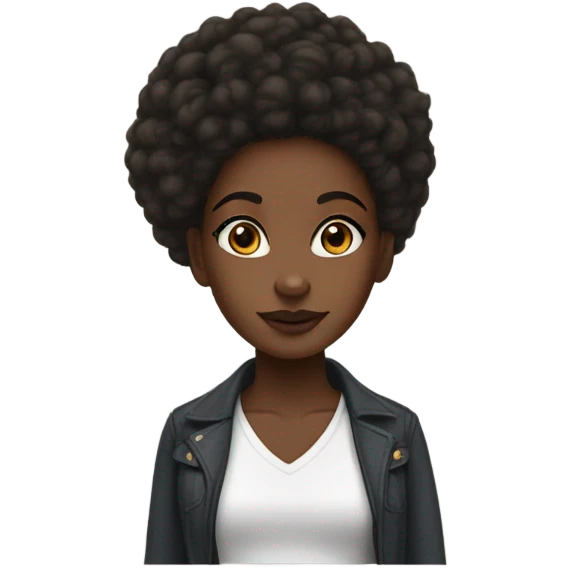 Black girl with a ground nose and dark brown doe eyes with long lashes and 4c poofy hair emoji