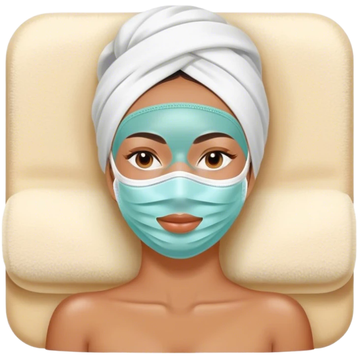 Lady with face mask spa beauty full face relaxing emoji