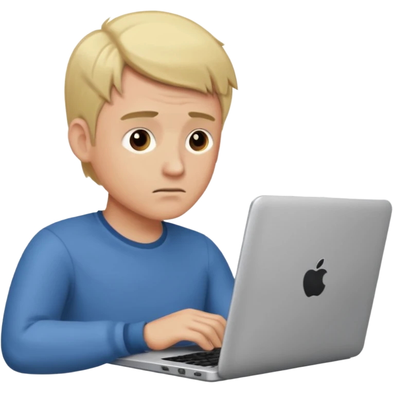 Blonde man using laptop emoji