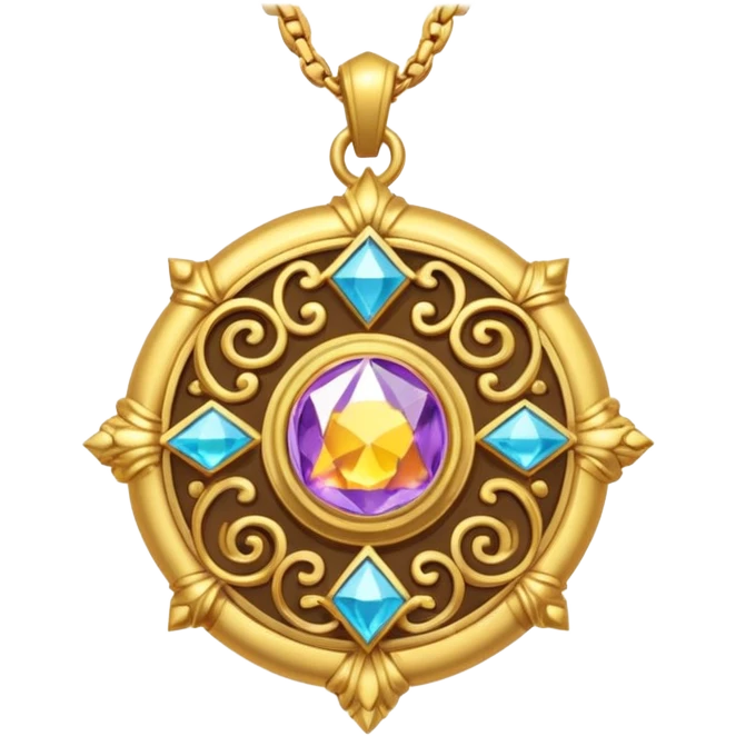 Isometric view of a magic necklace amulet pendant  emoji
