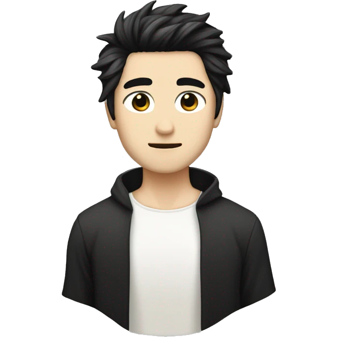 white skin color japanese man with black anime hair, make it from shoulders and create only one emoji emoji