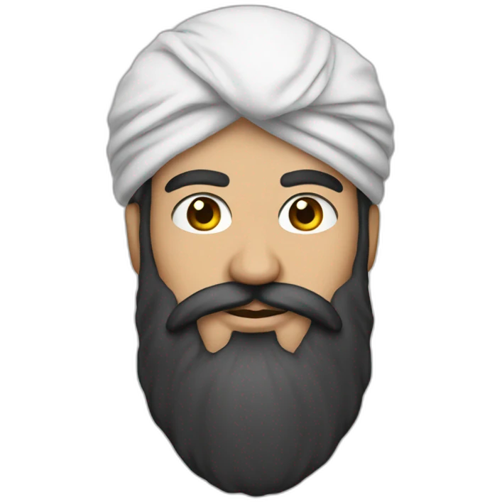 Arab big turban dark brown beard white male emoji