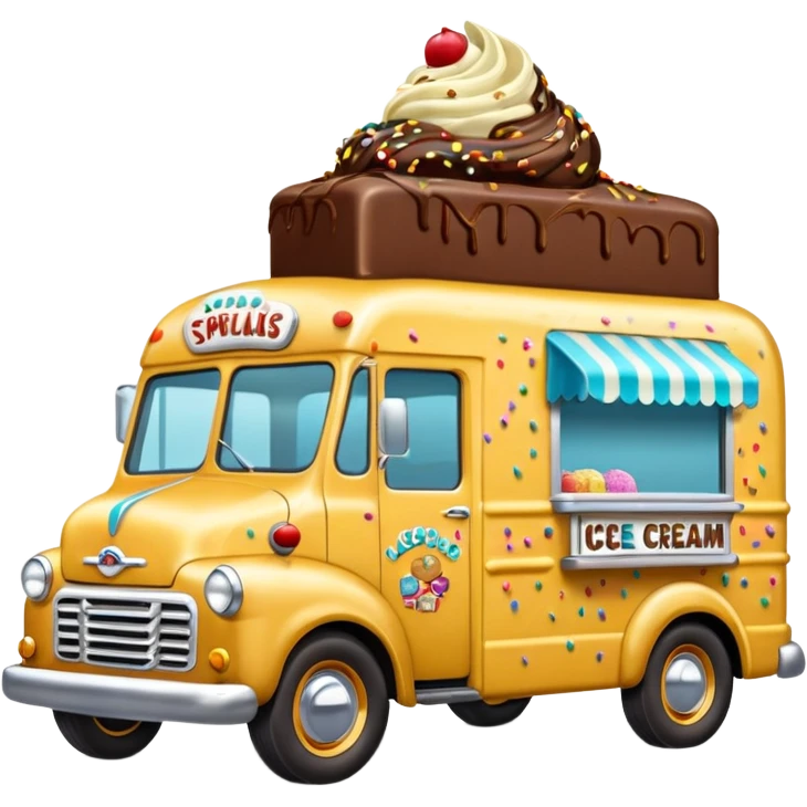 Chocolate nut sprinkle covered 1953 ice cream truck  emoji