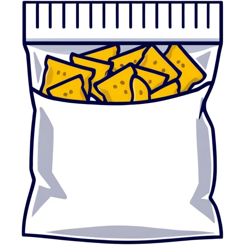 snack chip bag hiding behind database emoji