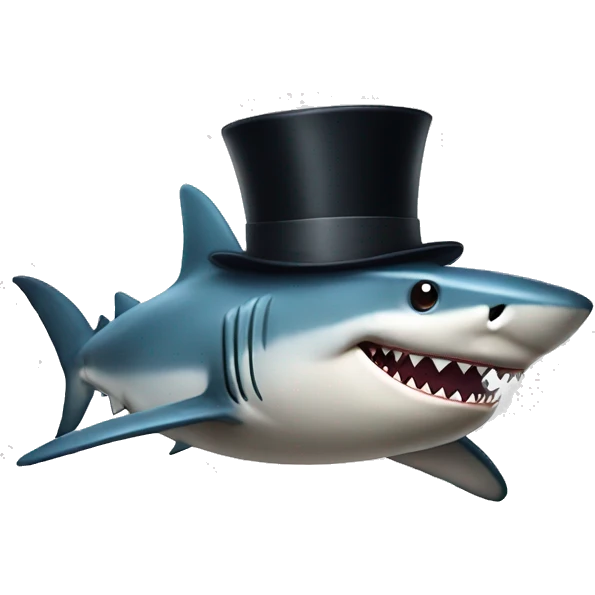 Shark with a top hat emoji